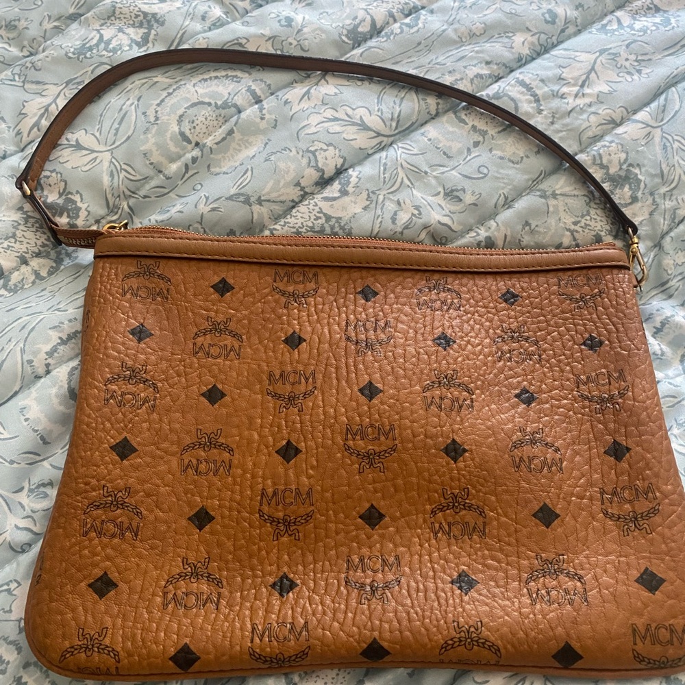 MCM Cognac Visetos Leather Bag